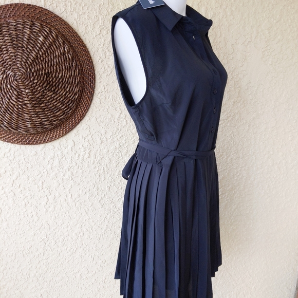 Modcloth 1/2 button collared pleated dress tied wa - Picture 4 of 7